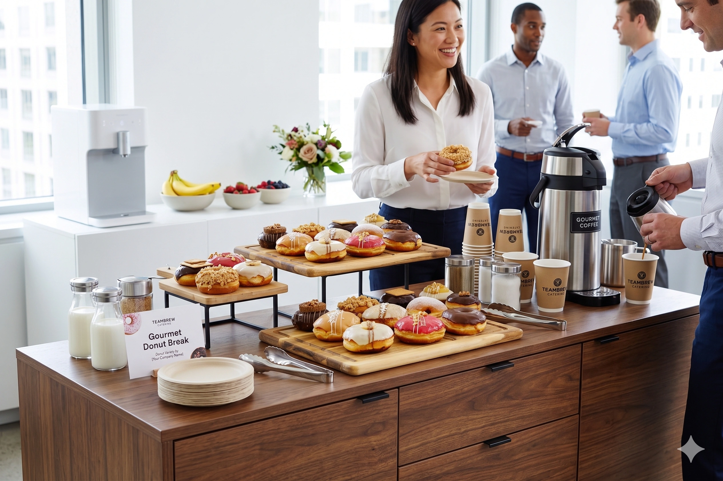 Gourmet donuts at an office meeting